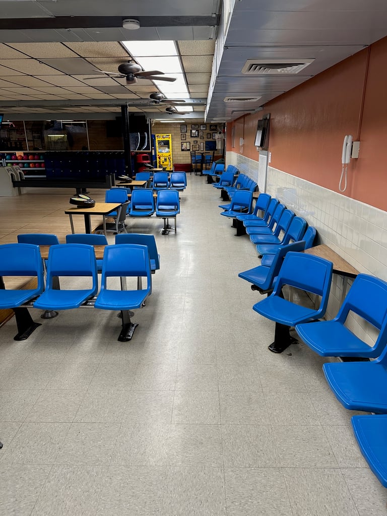 Photo of chairs in bowling alley